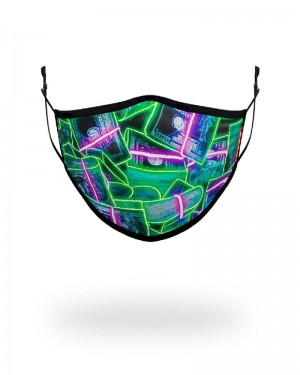 Fashion Mask Sprayground Adult Neon Money Form Fitting Face Mask | 753086-HER