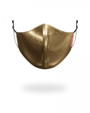 Fashion Mask Sprayground Gold Moneygram Vegan Leather Face Mask | 135942-IXM