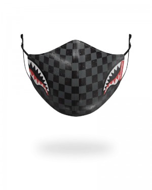 Fashion Mask Sprayground Sharks In Paris (Gray) Vegan Leather Face Mask | 094715-NEZ