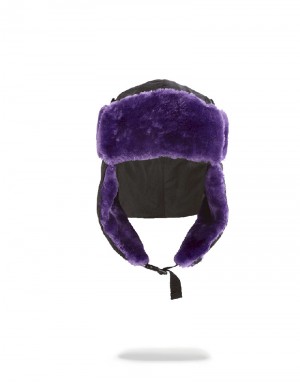 Palarie Sprayground Black 3m Purple Fur Aviator Hat | 194587-ZWU