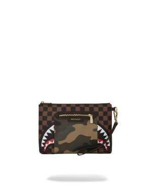 Pouchette Sprayground Exterior Gold Zip Pocket Sharks In Paris Crossover Clutch | 149782-ZFR