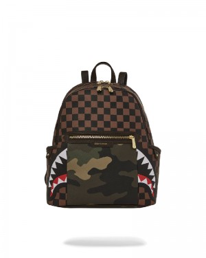 Rucsac Sprayground Exterior Gold Zip Pocket Sharks In Paris Savage Backpack | 208456-GBA