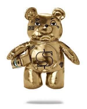 Rucsac Sprayground Gold Rush Moneybear Teddybear Backpack | 932108-PTO