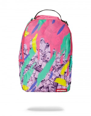 Rucsac Sprayground Money Pink Camo Drip | 629403-INA