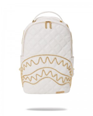 Rucsac Sprayground Riviera Le Blanc Gold Chain Shark Backpack (Dlxv) | 985016-DEO