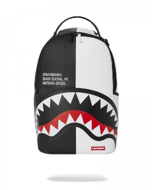 Rucsac Sprayground Shark Central Split Backpack Blk/Wht (Dlxv) | 124036-BLJ