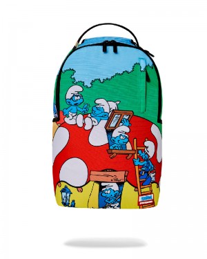 Rucsac Sprayground Smurfs Mushroom Village Backpack | 096571-UBG