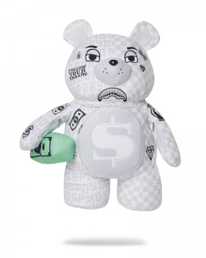 Rucsac Sprayground Split The Check (Pearl) Moneybear Teddybear Backpack | 943180-RXG