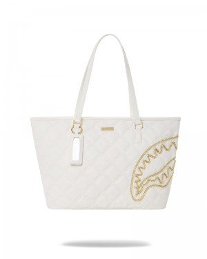 Tote Sprayground Riviera Le Blanc Gold Chain Shark Tote | 029658-FKN