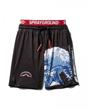 Înot Sprayground Kids Japan Wave Swim Trunks (Black) | 528416-LEN