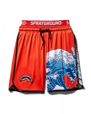 Înot Sprayground Kids Japan Wave Swim Trunks (Red) | 741096-DEK