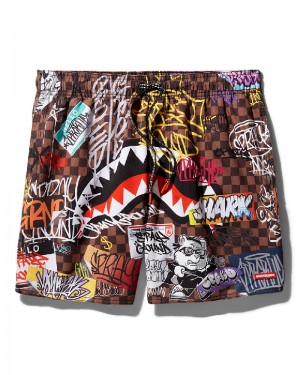 Înot Sprayground Sharks In Paris Jetski Swim Trunks | 534879-URC