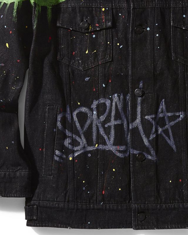 Geaca Sprayground Graffiti Button Front Denim Jacket Dark Grey | 307519-KEY