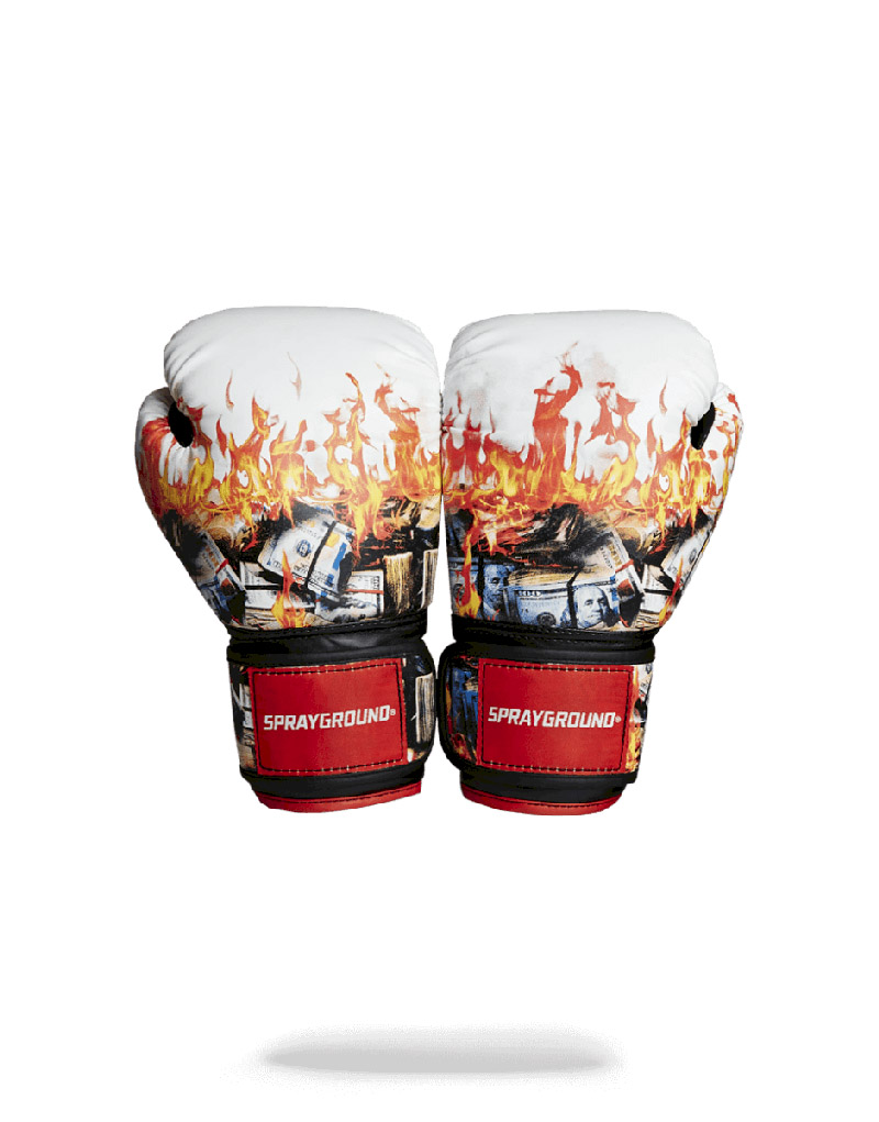 Manusi De Box Sprayground White Fire Money Boxing Gloves | 382745-XLV