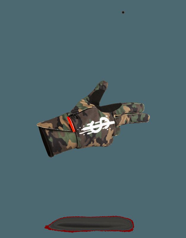 Manusi Sprayground Left Red / Right Camo Money Drips Gloves | 632108-FXH