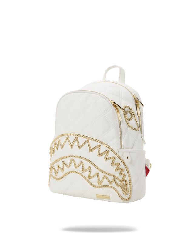 Rucsac Sprayground Riviera Le Blanc Gold Chain Shark Savage Backpack | 198356-QMS