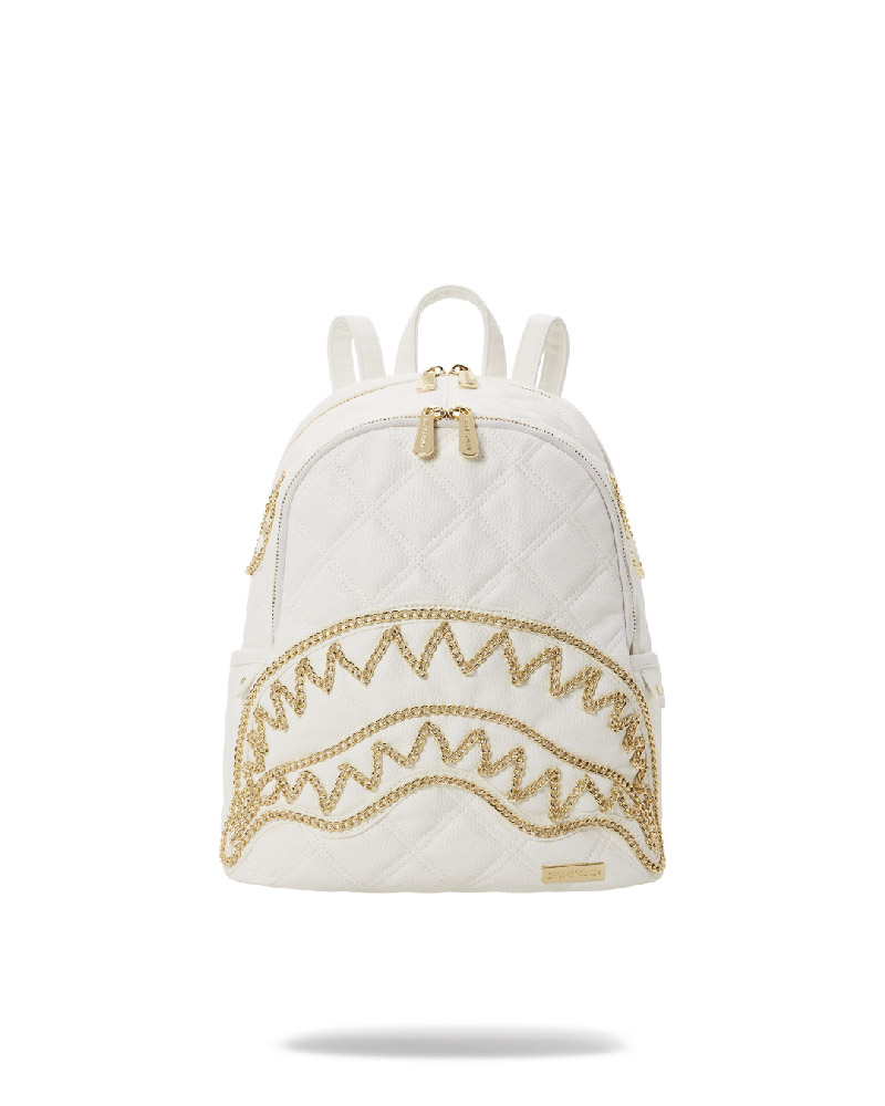 Rucsac Sprayground Riviera Le Blanc Gold Chain Shark Savage Backpack | 198356-QMS