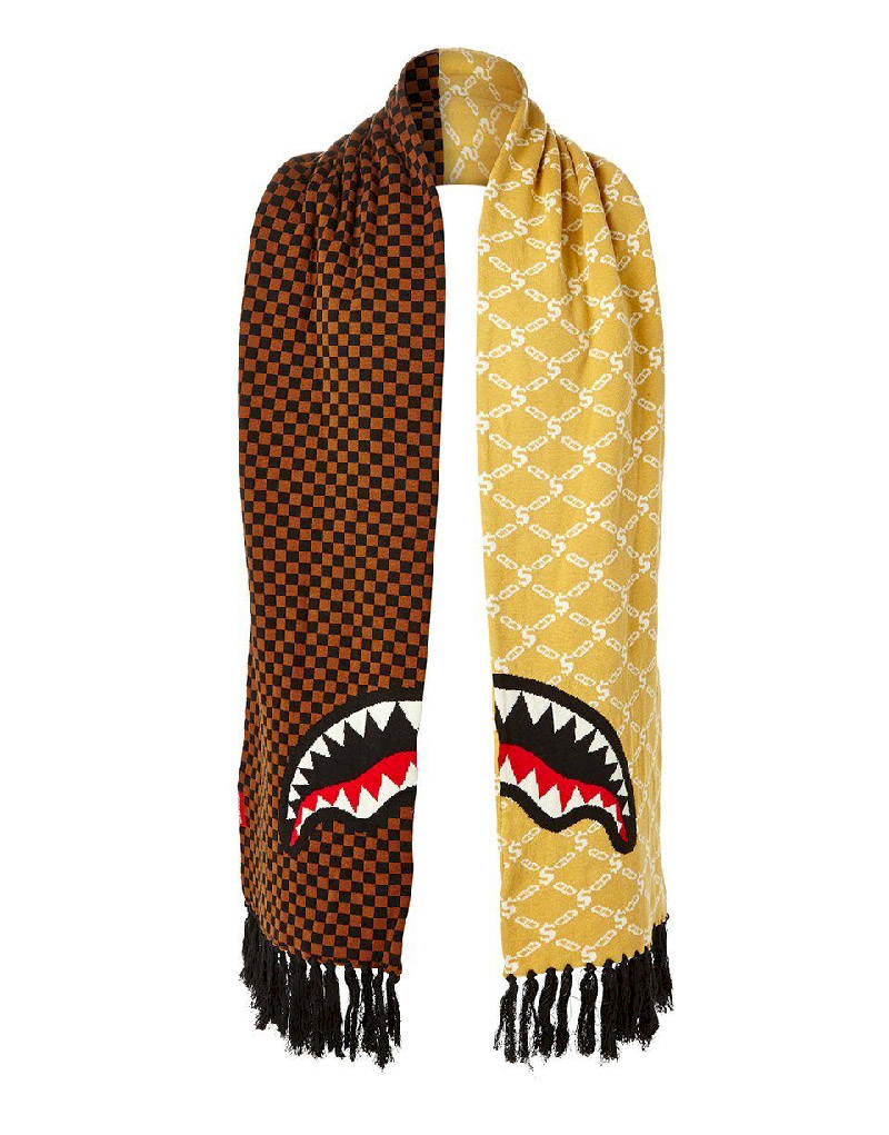 Ski Mask Sprayground Split Checkered Shark Scarf | 394017-NOH