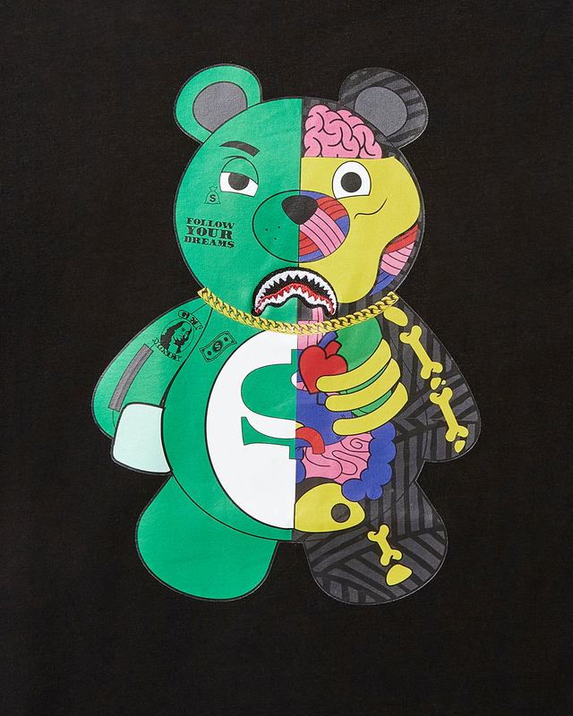 T-Shirts Sprayground Youth Anatomy Bear T-Shirt Black | 524689-OXY