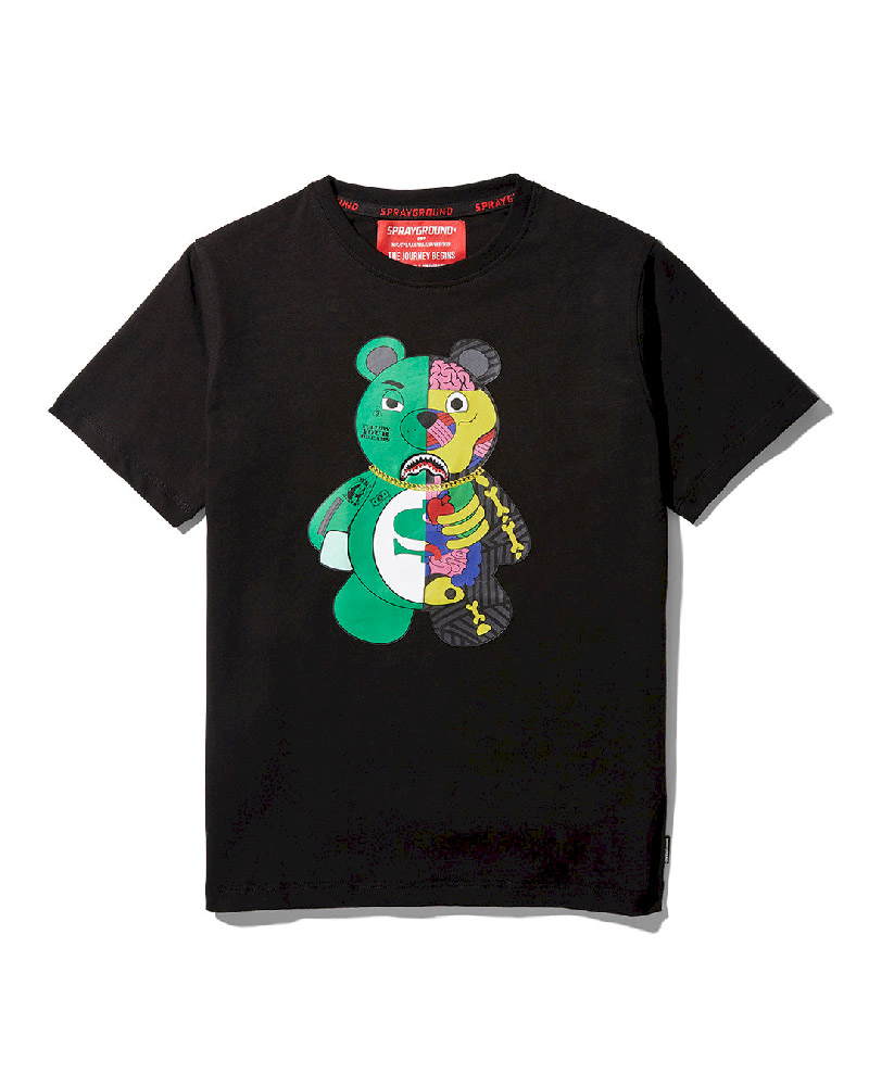 T-Shirts Sprayground Youth Anatomy Bear T-Shirt Black | 524689-OXY