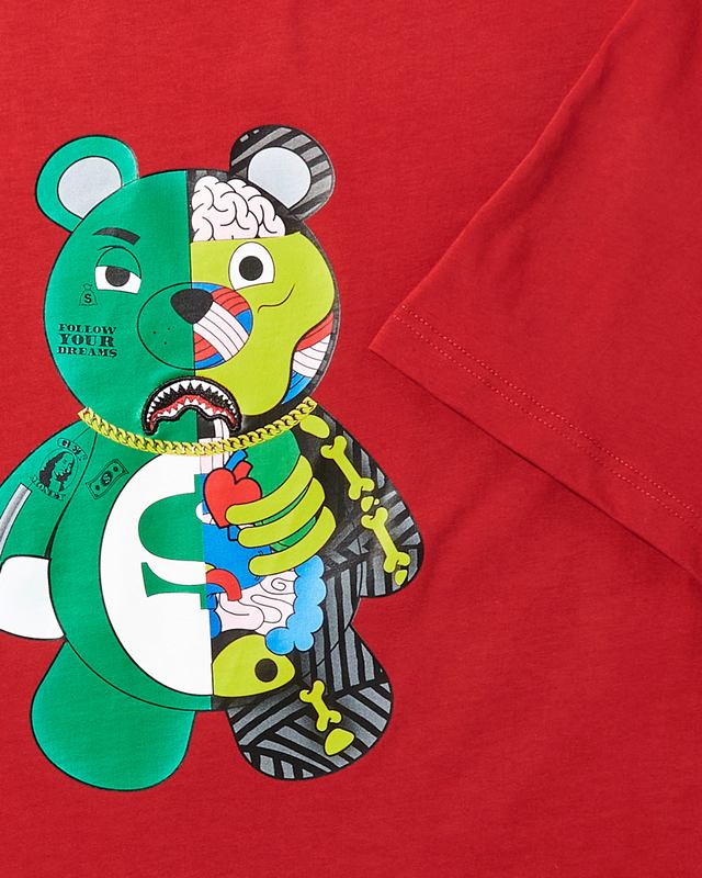 T-Shirts Sprayground Youth Anatomy Bear T-Shirt Red | 672541-TUJ