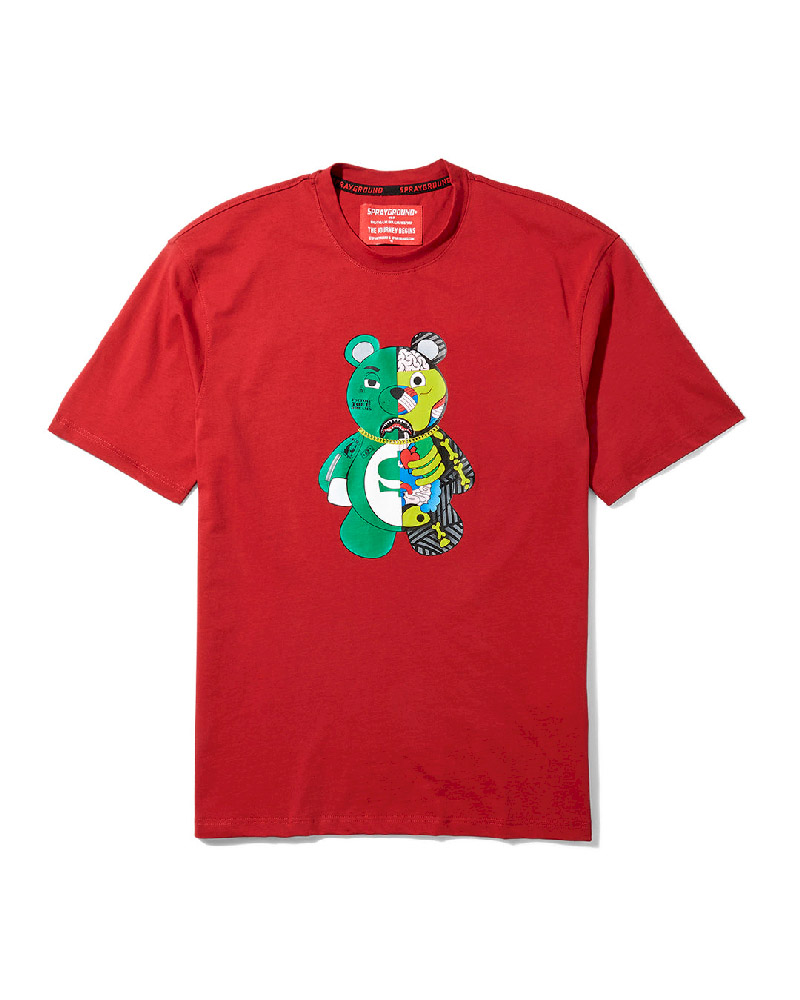 T-Shirts Sprayground Youth Anatomy Bear T-Shirt Red | 672541-TUJ