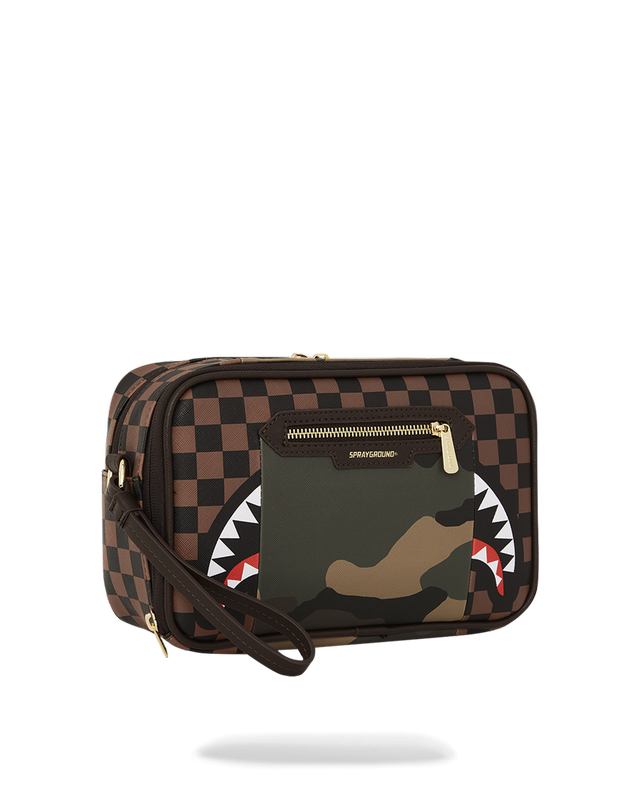 Toiletry Sprayground Exterior Gold Zip Pocket Sharks In Paris Toiletry Brickside Bag | 637540-JNG