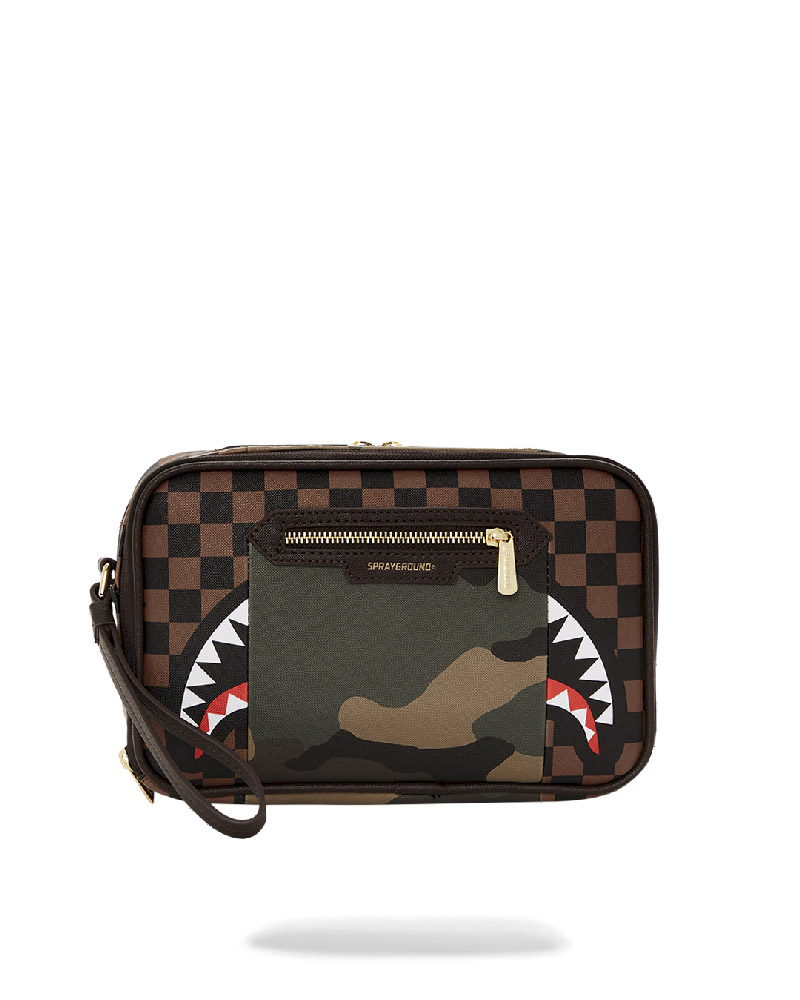 Toiletry Sprayground Exterior Gold Zip Pocket Sharks In Paris Toiletry Brickside Bag | 637540-JNG