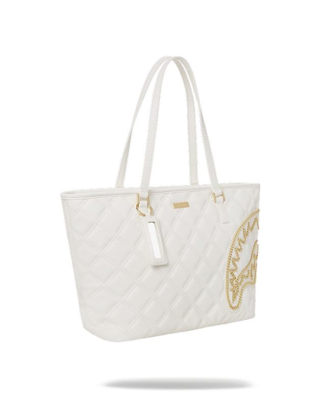 Tote Sprayground Riviera Le Blanc Gold Chain Shark Tote | 029658-FKN