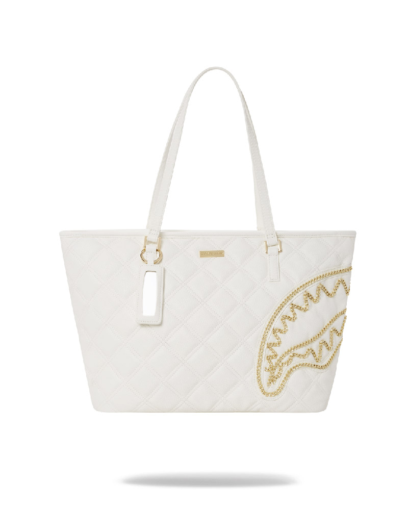 Tote Sprayground Riviera Le Blanc Gold Chain Shark Tote | 029658-FKN