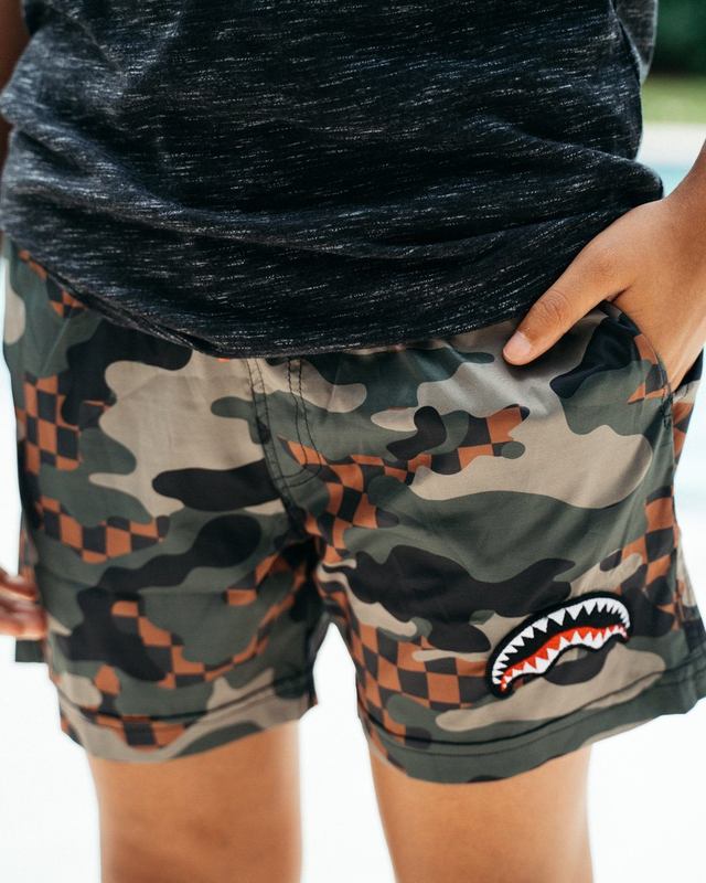 Înot Sprayground Kids Camo Checkered Swim Trunks | 283491-YBT