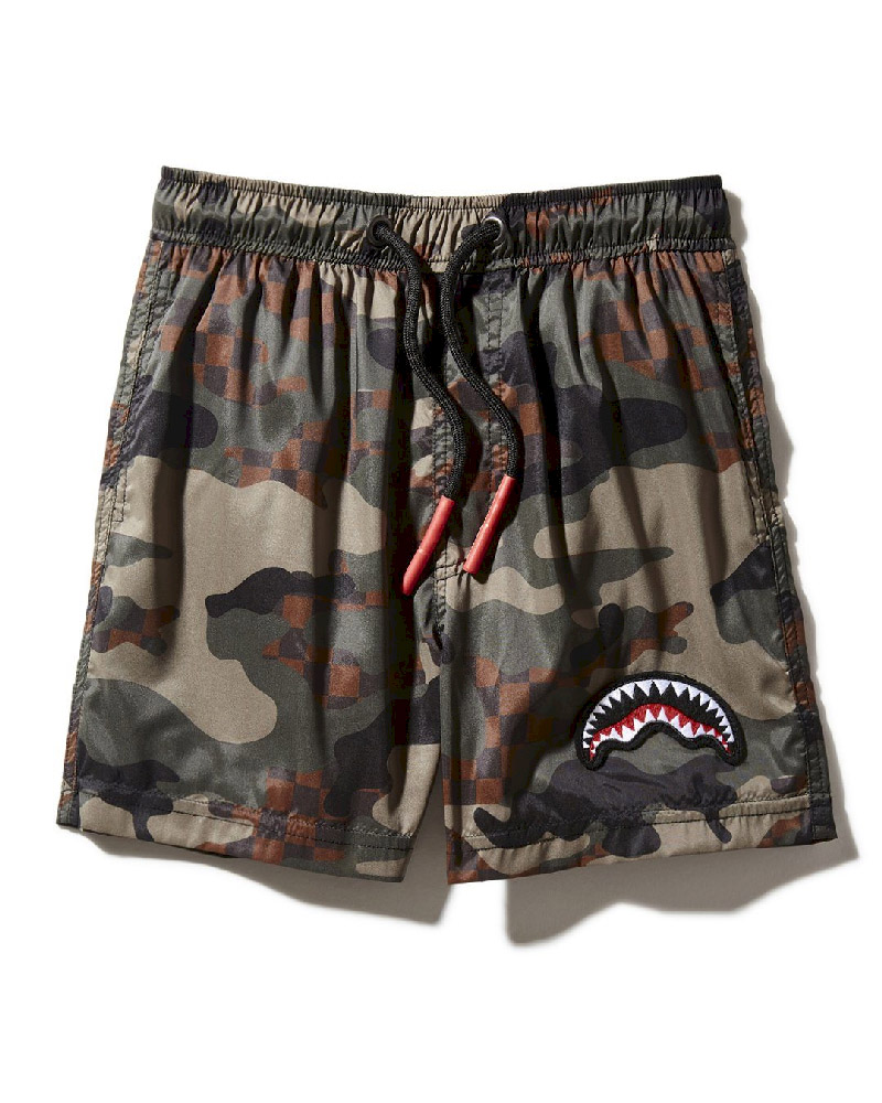 Înot Sprayground Kids Camo Checkered Swim Trunks | 283491-YBT