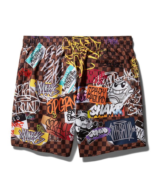 Înot Sprayground Sharks In Paris Jetski Swim Trunks | 534879-URC